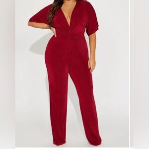 Burgandy plus size jumpsuit